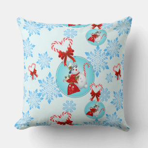 Christmas Snowman and Gentle Snowflakes Cushion