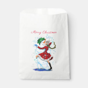 Christmas Snowman and Girl Dancers Favour Bag
