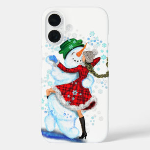 Christmas Snowman and Girl Dancers iPhone Case
