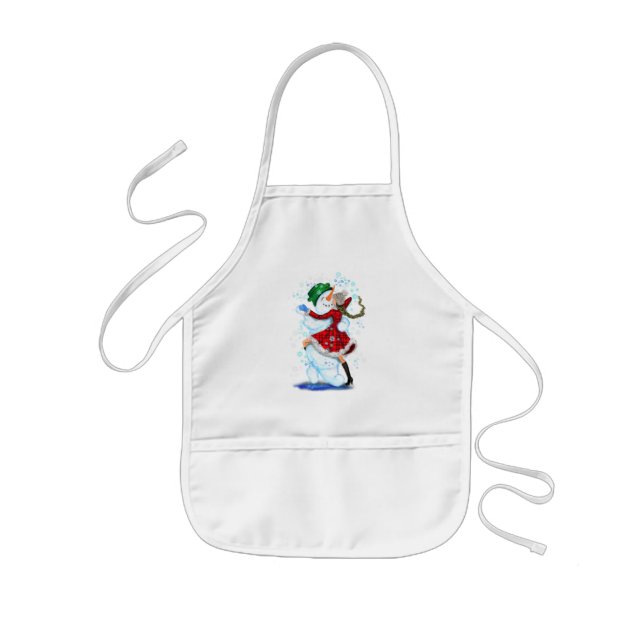 Christmas Snowman and Girl Dancers Kids' Apron (Front)