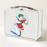 Christmas Snowman and Girl Dancers Metal Lunch Box<br><div class="desc">Metal Lunch Boxes with Happy Snowman and Girl Dance Tango Christmas Party Fun Cartoon Drawing - Choose / Add Your Unique Text / Name / Colour - Make Your Special Metal Lunch Box Gift - Resize and move or remove and add elements / text with customisation tool ! Drawing and...</div>