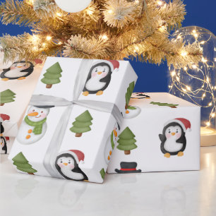 Christmas Snowman and Penguin Wrapping Paper