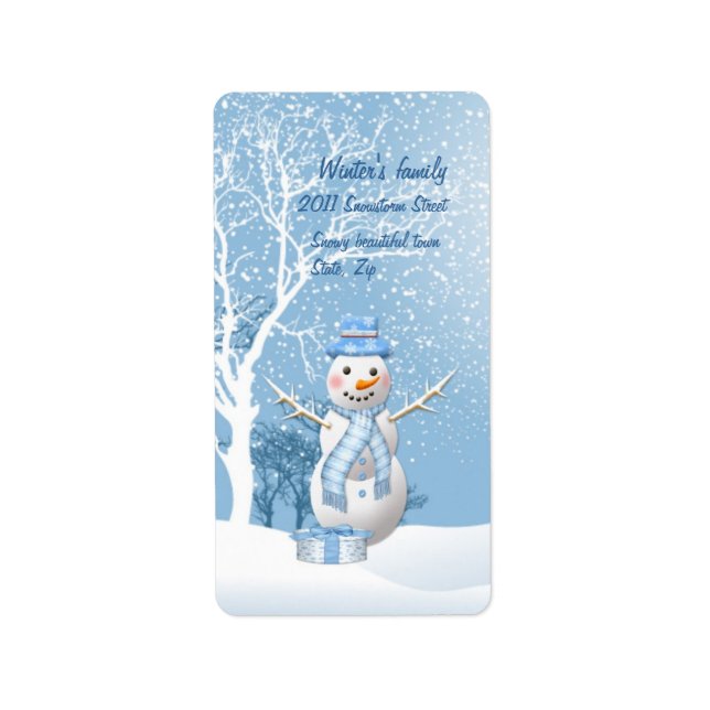 Christmas snowman and trees Label (Front)