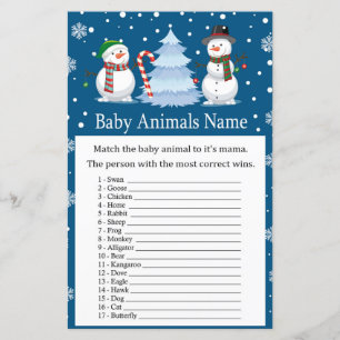 Christmas Snowman Baby Animals Name Game