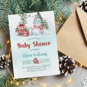 Christmas Snowman Baby Shower Party Invitation