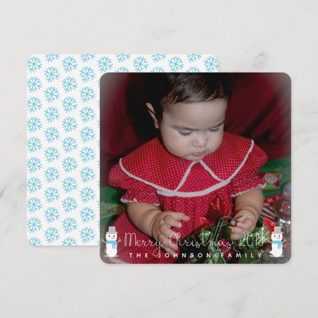 Christmas Snowman Babys Kids Photo Greeting Invitation (Front/Back)