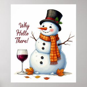 Christmas snowman bar lounge drinking party poster