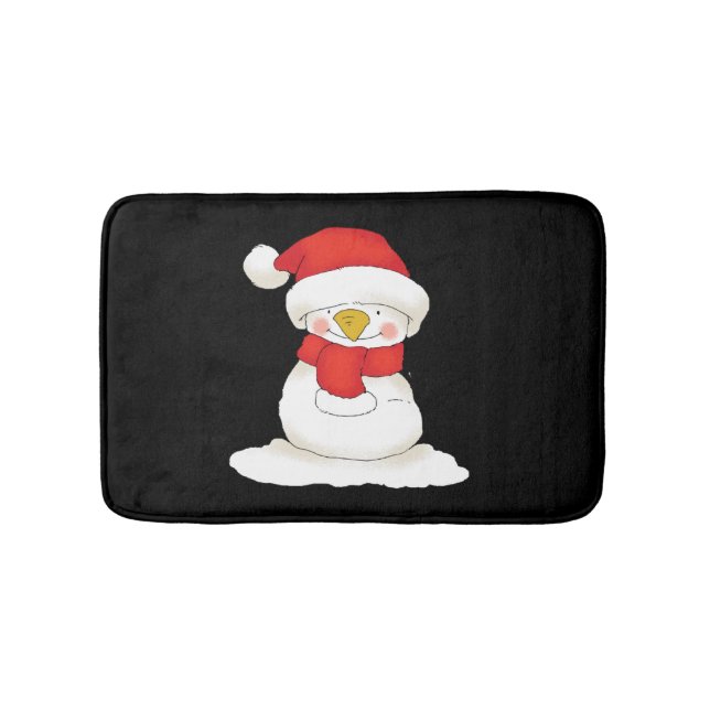 christmas snowman    bath mat (Front)