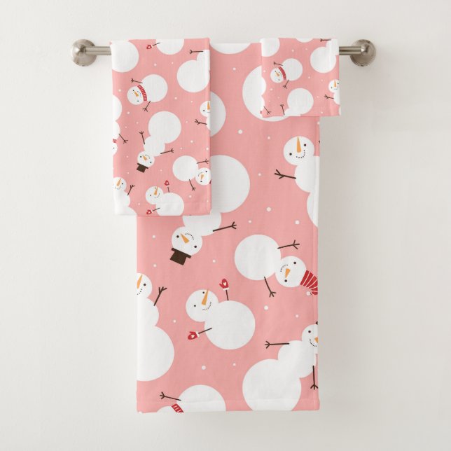 Christmas Snowman Bath Towel Set (Insitu)