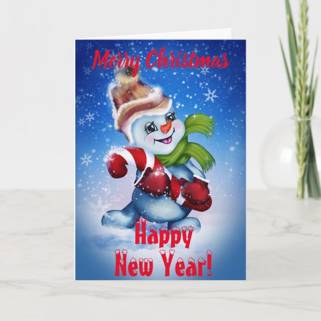 Christmas Snowman - Blank Note Card (Front)