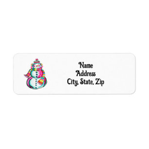Christmas Snowman Boho Cute Pink Holiday Address Return Address Label