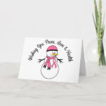 Christmas Snowman Breast Cancer Ribbon Holiday Card<br><div class="desc">NOTE:  Cards can be customised with your own personal message of hope..</div>