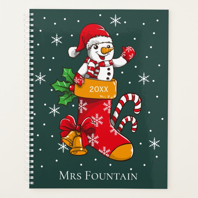 Christmas Snowman Candy Cane Snowflakes Daily Planner (Front)