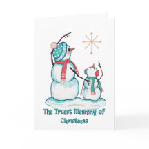 Christmas Snowman Card Religious Christmas Star