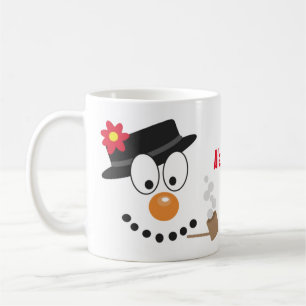 Christmas Snowman Cartoon Face with Name Coffee Mug