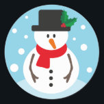 Christmas Snowman Classic Round Sticker<br><div class="desc">Christmas Snowman Sticker</div>