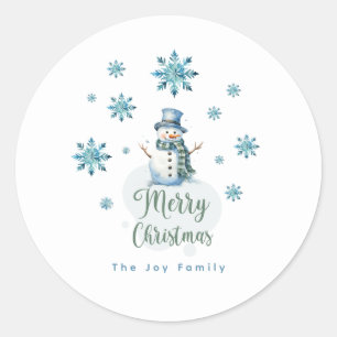 Christmas Snowman  Classic Round Sticker