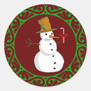 Christmas Snowman Classic Round Sticker