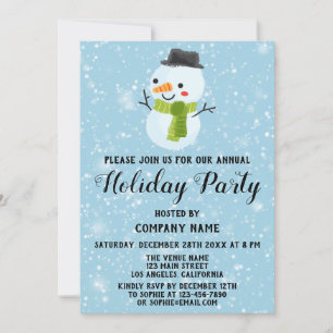 Christmas Snowman Company Holiday Party White Snow Invitation