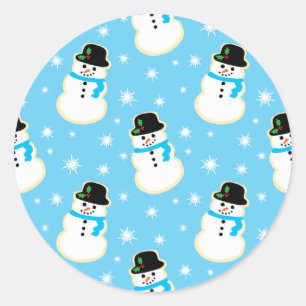 Christmas Snowman Cookie Pattern Classic Round Sticker