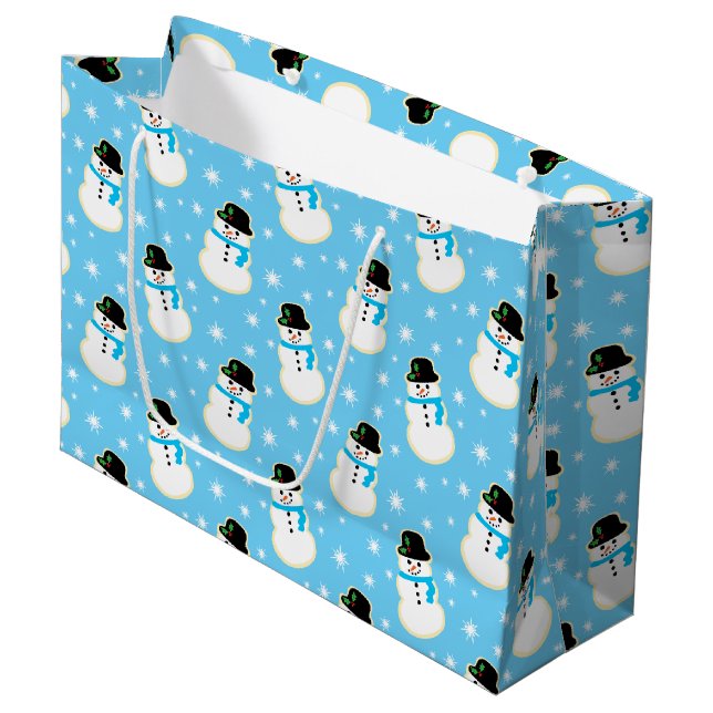 Christmas Snowman Cookie Pattern Large Gift Bag (Front Angled)