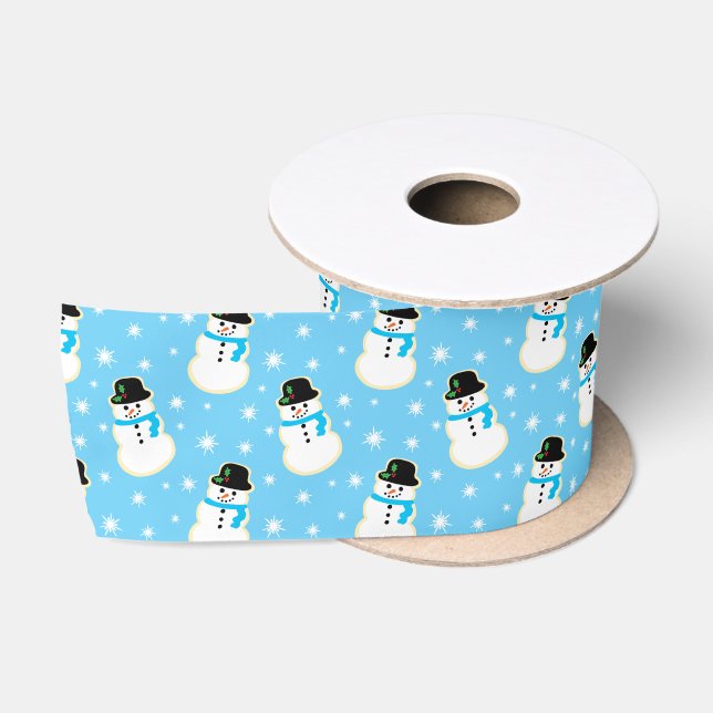 Christmas Snowman Cookie Pattern Satin Ribbon (Spool)