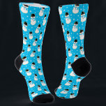 Christmas Snowman Cookie Pattern Socks<br><div class="desc">Adorable, snowman sugar cookie pattern socks with twinkling stars on a customisable blue background colour. Each Christmas I make snowman sugar cookies just like these, so I was inspired to turn them into a fun pattern design! These socks would be so much fun to wear throughout the holiday season. Perfect...</div>