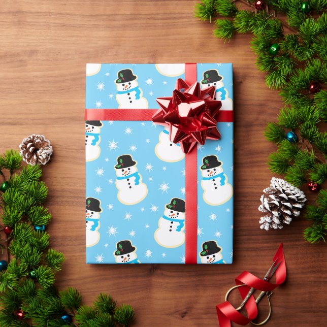 Christmas Snowman Cookie Pattern Wrapping Paper (Holiday Gift)