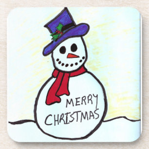 Christmas Snowman Cork Coaster