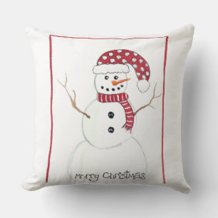 Christmas Snowman Cotton Throw pillow