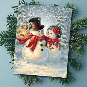 Christmas Snowman Couple Holiday Card