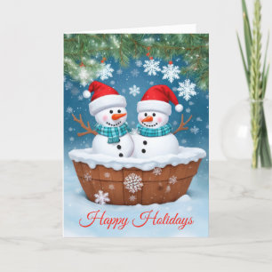 Christmas Snowman Couple Holiday Card