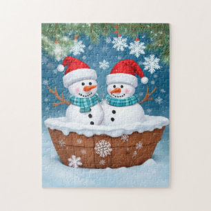 Christmas Snowman Couple Jigsaw Puzzle
