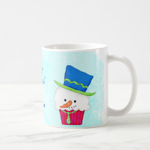 Christmas Snowman Cupcake Name Personalised Coffee Mug