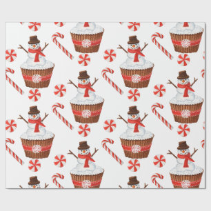 Christmas Snowman Cupcake Wrapping Paper