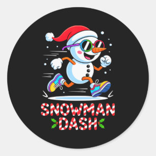 Christmas Snowman Dash Running Runner Marathon Tea Classic Round Sticker