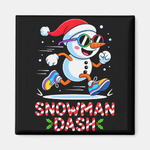 Christmas Snowman Dash Running Runner Marathon Tea Magnet