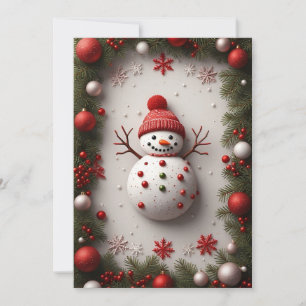 Christmas Snowman Decorated with Pine Branches Card