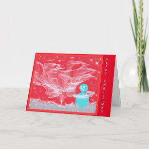 Christmas Snowman Decorating Tree Holiday Card