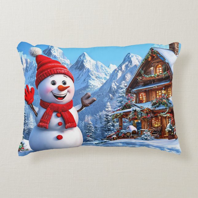 Christmas snowman decorative gift idea cushion (Front)