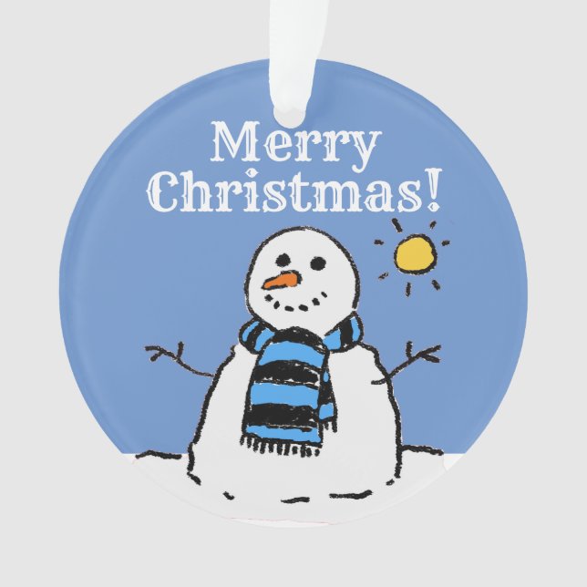 Christmas Snowman Design with Merry Christmas Ornament (Front)