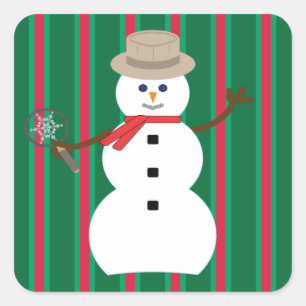 Christmas Snowman Detective Square Sticker