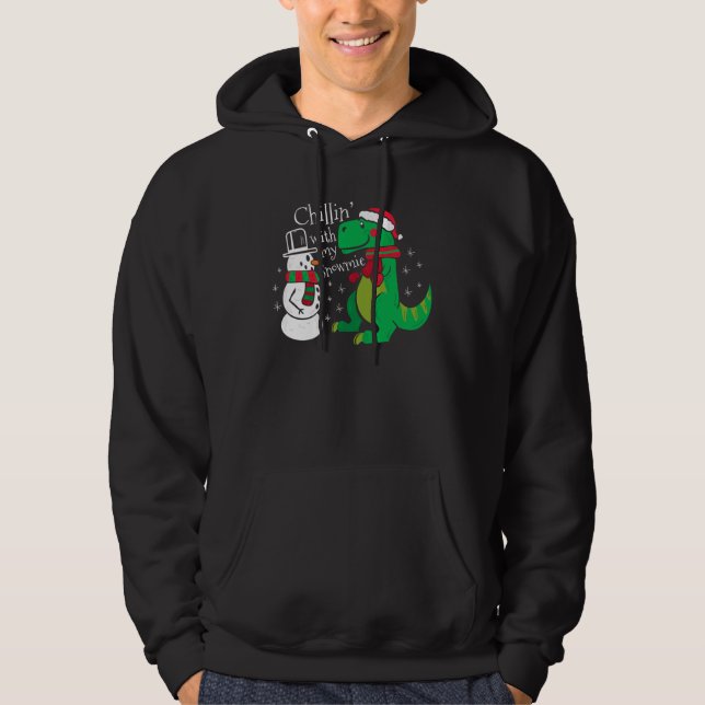 Christmas Snowman Dinosaur Rex Hoodie (Front)