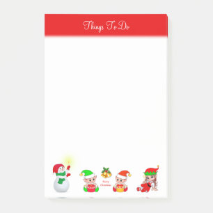 Christmas Snowman & Elves Things To Do Post-it Notes