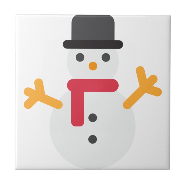 christmas snowman emoji ceramic tile (Front)