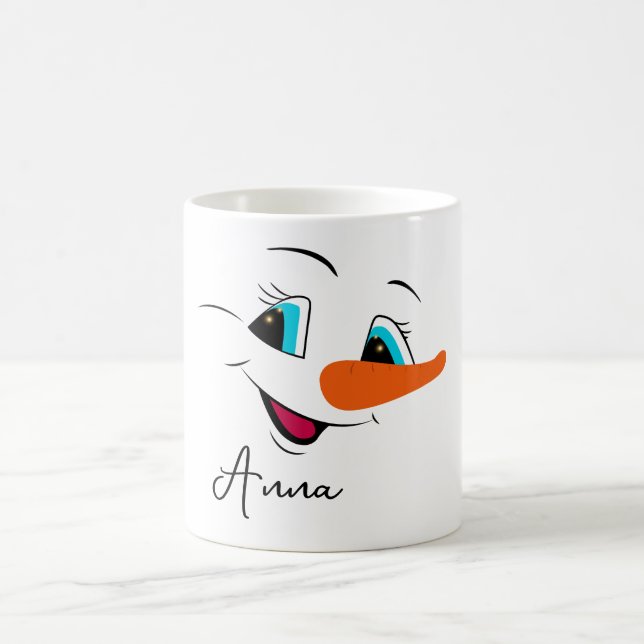 Christmas Snowman Face Personalised Name Holiday  Coffee Mug (Center)