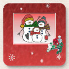 Christmas Snowman Family Cork Coaster