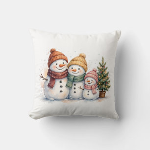 Christmas Snowman Family Gift Watercolor Winter Ho Cushion