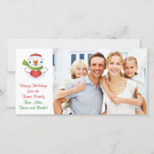 Christmas Snowman  Family Photo Card