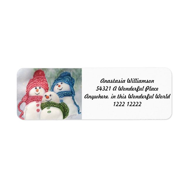 CHRISTMAS SNOWMAN FAMILY RETURN ADDRESS LABEL (Front)